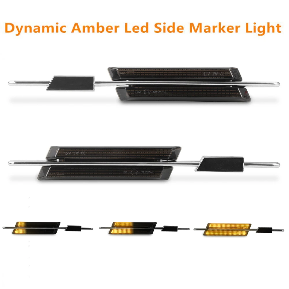 

2X LED Dynamic Side Marker Lamp Turn Signal Sequential Car Blinker Lights For BMW E60 E90 E61 E82 E93 E92 E91 E81 E88