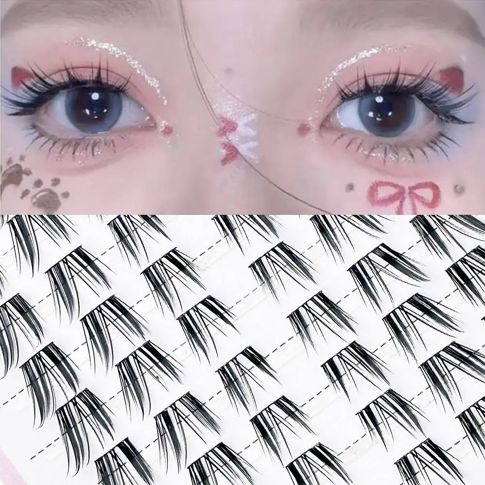 Reutilizável olho de gato fada lash clusters espetados molhado-olhar diy extensões de cílios c onda anime cílios