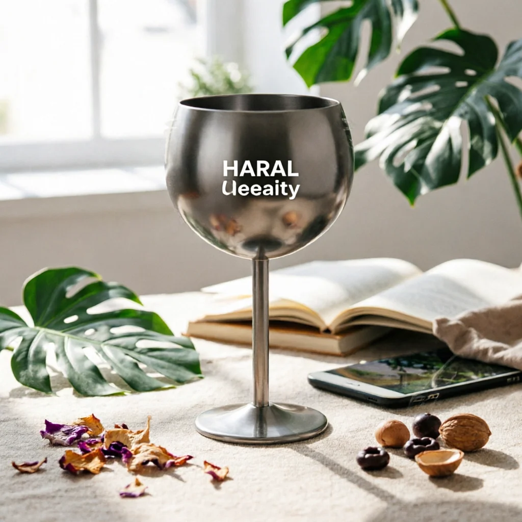 

Stainless Steel Wine Glass Spherical Bowl Metal Wine Goblet Stemmed Goblet 550 Ml Capacity Drinkware Tall for Bar