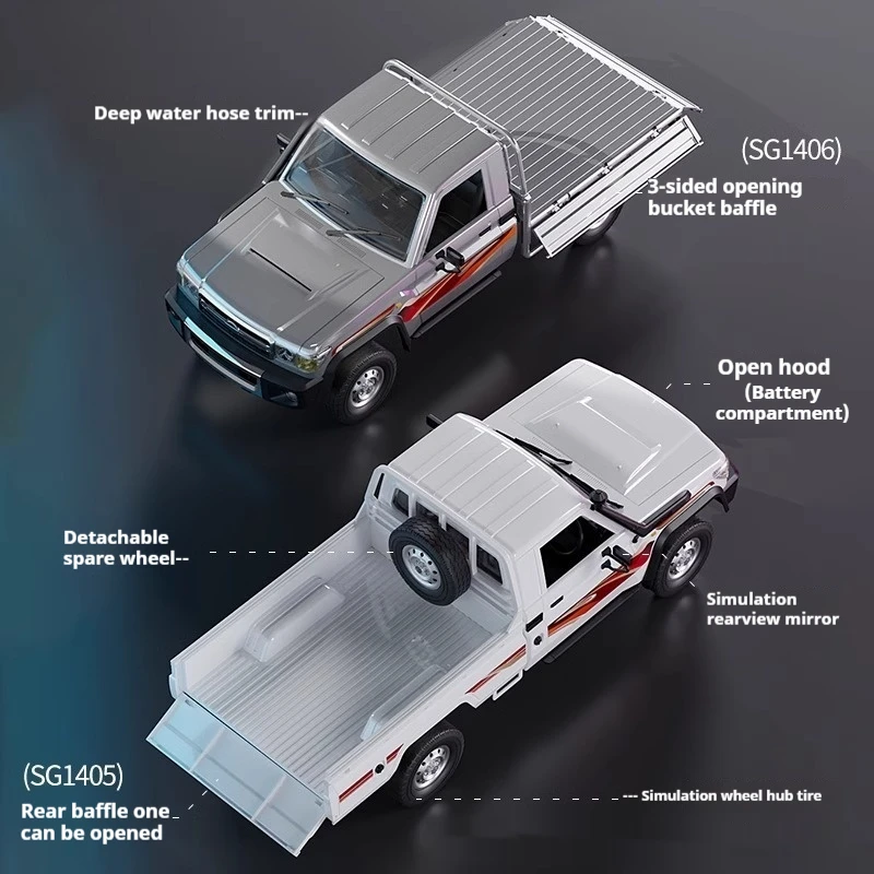 RC Pickup Truck 1:14 Schaal Afstandsbediening Drift Model met LED Verlichting Volledige Functie Achter-Drive Simulatie Speelgoed voor Kinderen