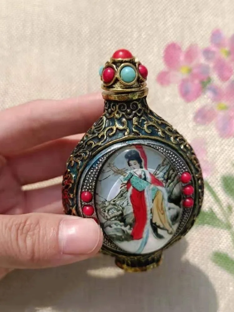 Antique Chinese Cloisonne Snuff Bottle Enamel Bottles Painted Painting Art