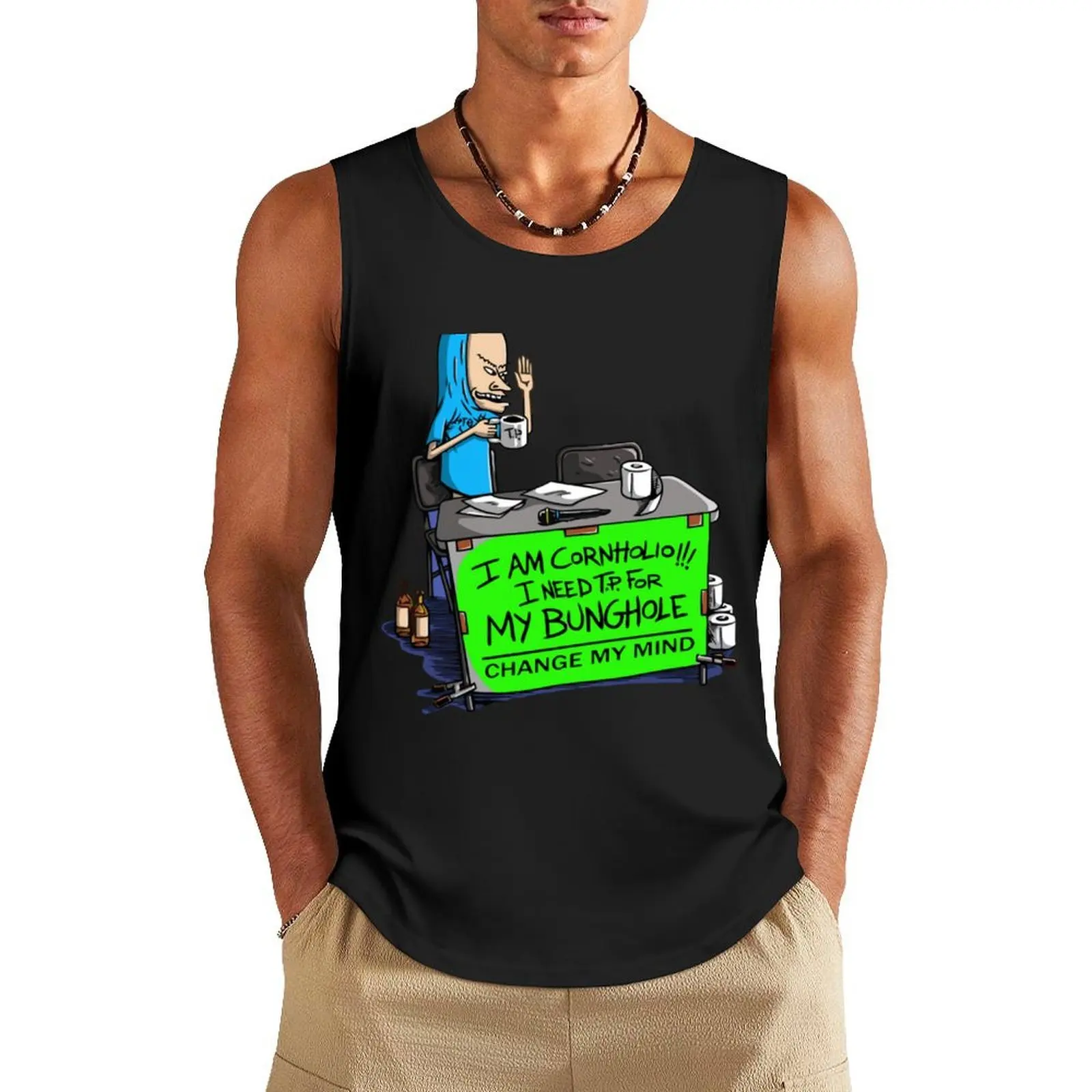 

Vintage Photograp Beavis And Butthead videos Funny Beavis and Butthead Face Tank Top gym t shirt men T-shirt for fitness