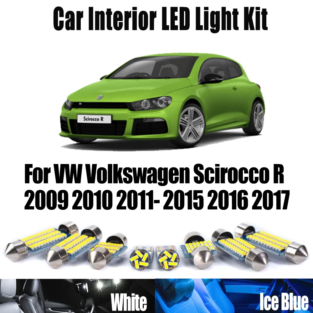 11Pcs LED Interior Map Trunk Light For VW Volkswagen Scirocco R 2009 2010 2011- 2015 2016 2017 Canbus Car Bulbs Kit Accessories