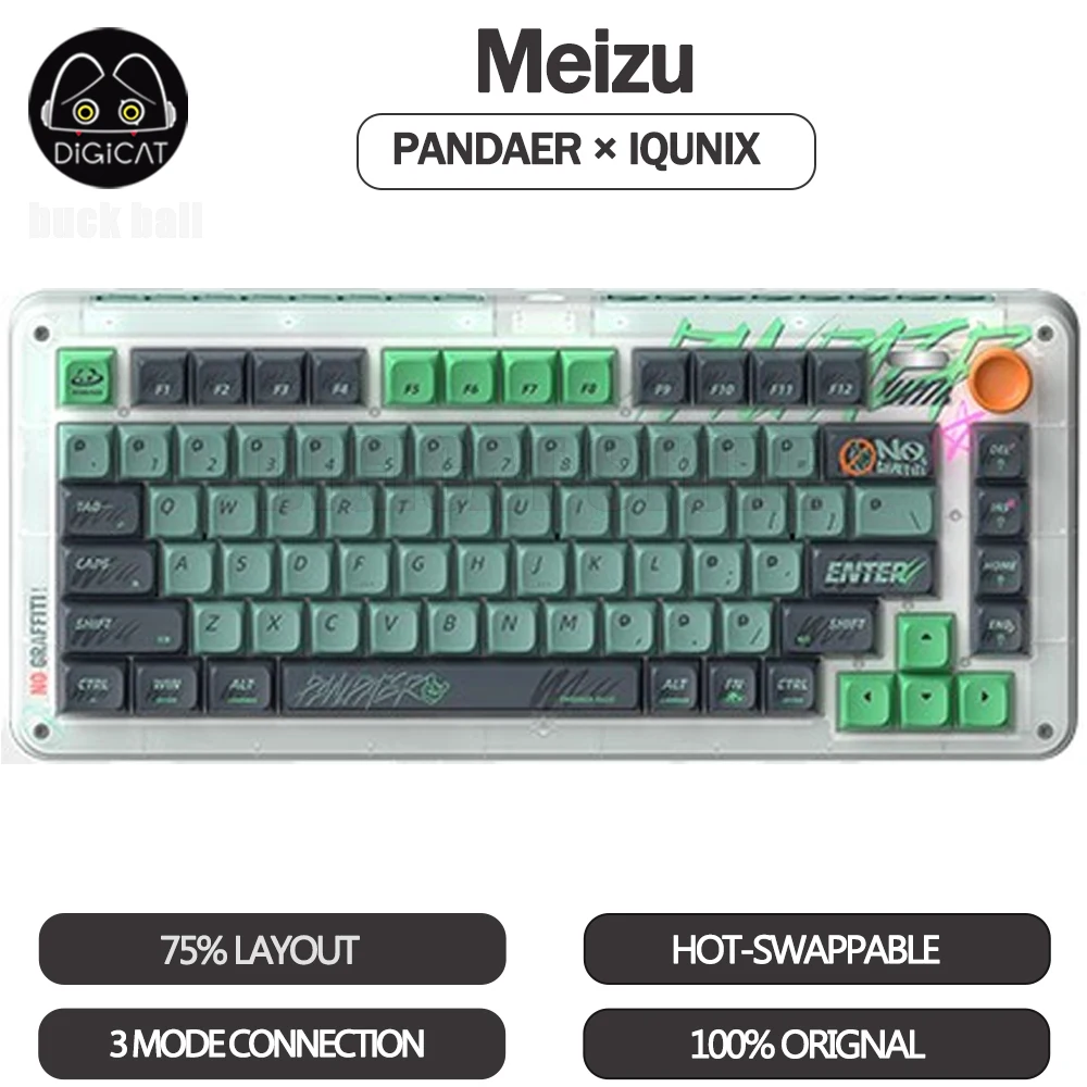 

Meizu Pandaer × Iqunix Mechanical Keyboard 3mode USB/2.4G/Bluetooth Wireless Keyboard RGB Light Hot-Swap For Gaming Keyboards