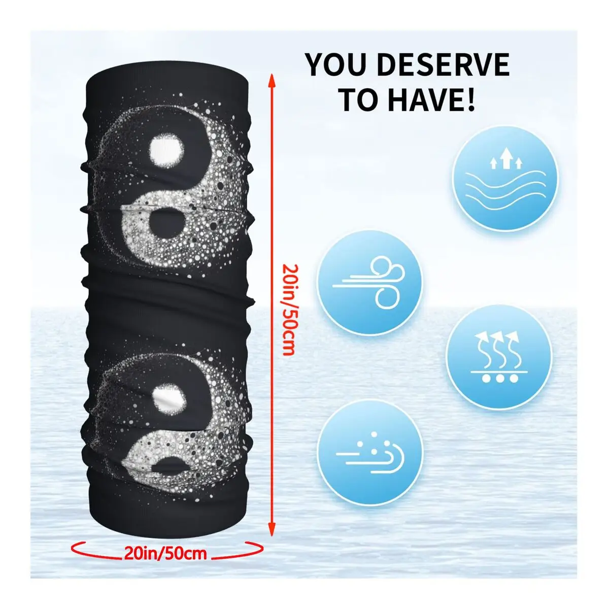 Yin And Yang Scarf Neckerchief Neck Face Mask Polyester