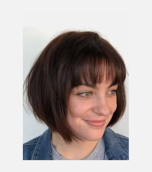 Peruca feminina curta Bob marrom escuro perucas retas naturais 8 polegadas