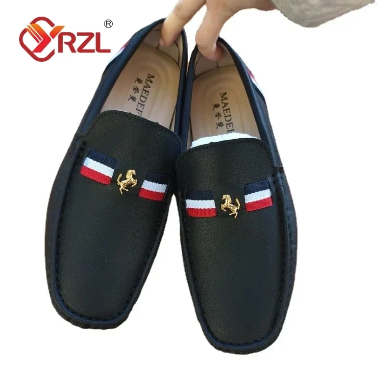 

YRZL Loafers Men New Design Black Leather Loafers for Man Casual Slip on Moccasins Men Comfy Moccasin Driving Shoes for Men