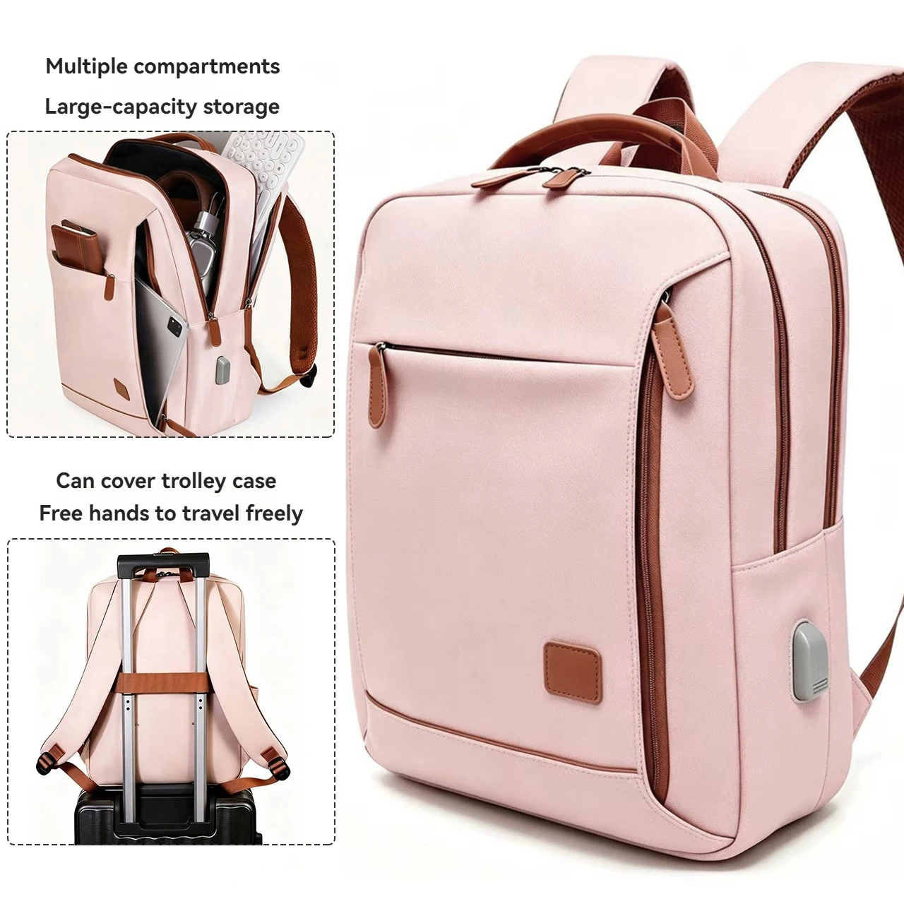 

Laptop backpack, business travel backpack, men's and women's university schoolbags, suitable for 15.6-inch laptops