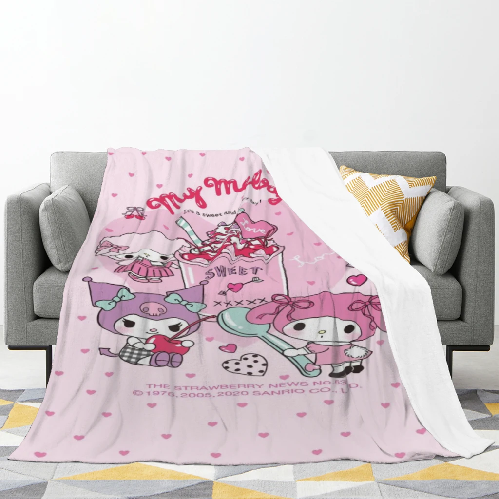 Cute Anime Sanrio Hello Kitty Kawaii Medium Blanket Fluffy Soft Bedroom Decor Sofa Blankets Comforter Home and Decoration