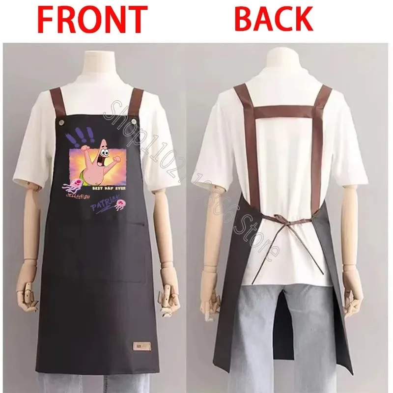 SpongeBob SquarePants Kitchen Apron Waterproof Ladies Men Home Aprons Wipeable Oil Resistant Baking BBQ Restaurant Cafe Aprons