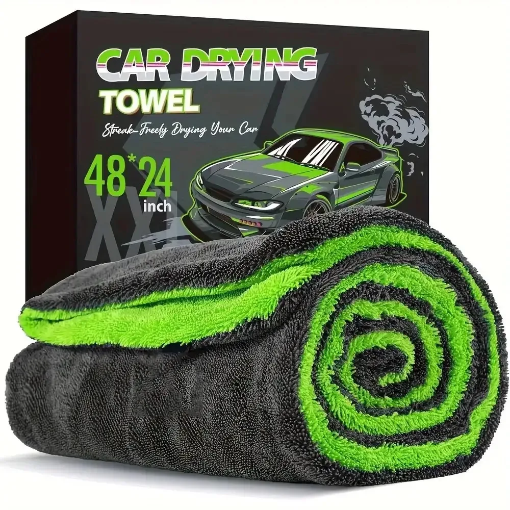 TILONDEX 2pcs Set 1200GSM Heavy SUV Truck Drying Towels Double-Sided Microfiber Cloth, High Absorbency,
