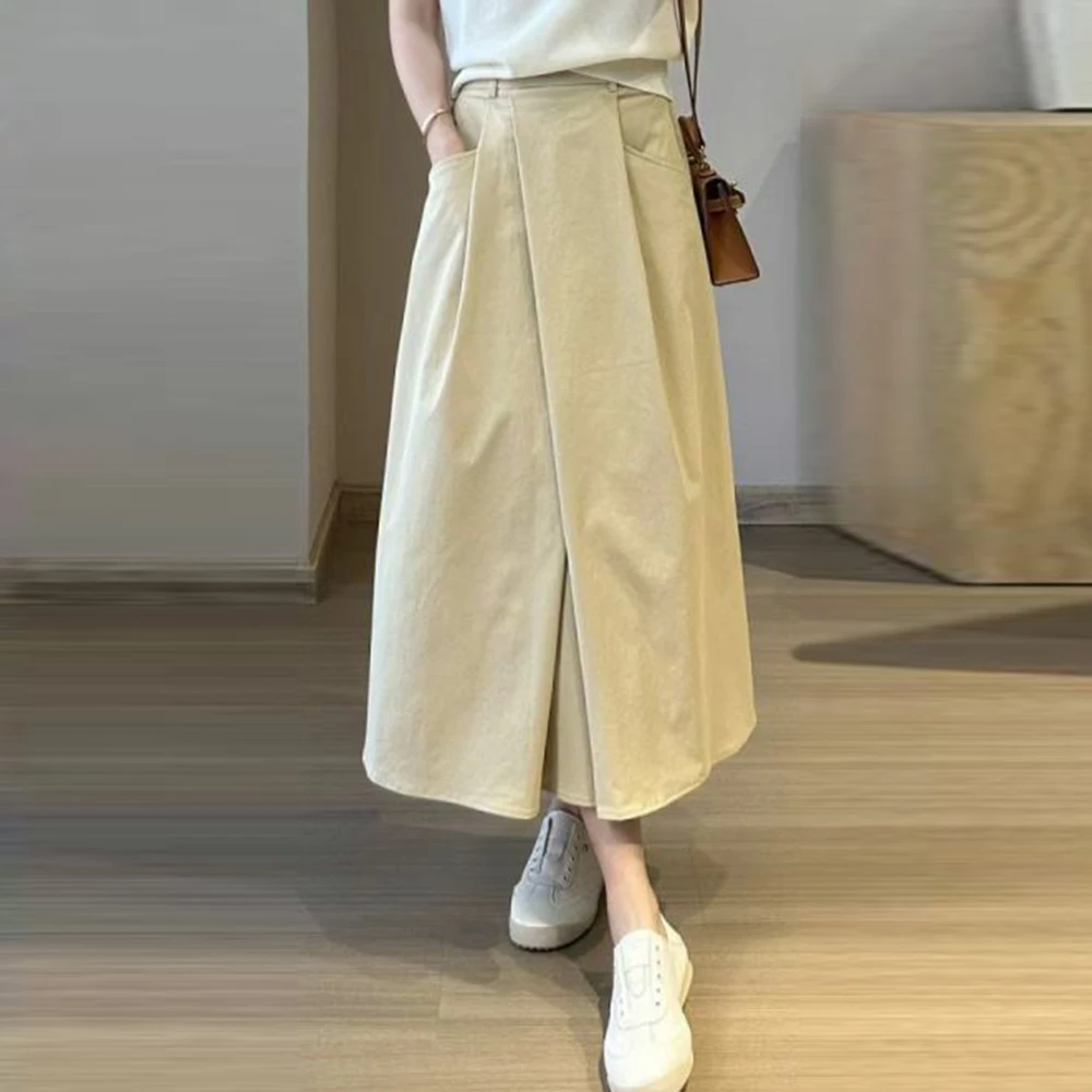 

Simple and versatile anti-wrinkle asymmetric solid color skirt for women faldas escocesas de mujer skirts