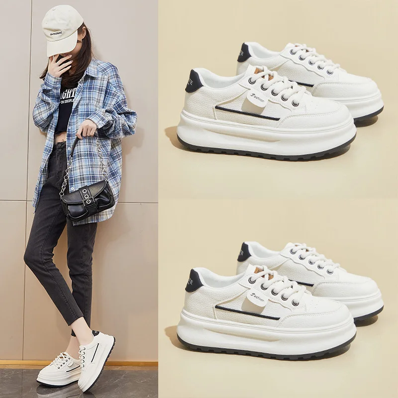 Women's light sports shoes low-cut lace-up thick-soled casual shoes and women's fashion shoes are comfortable and integrated