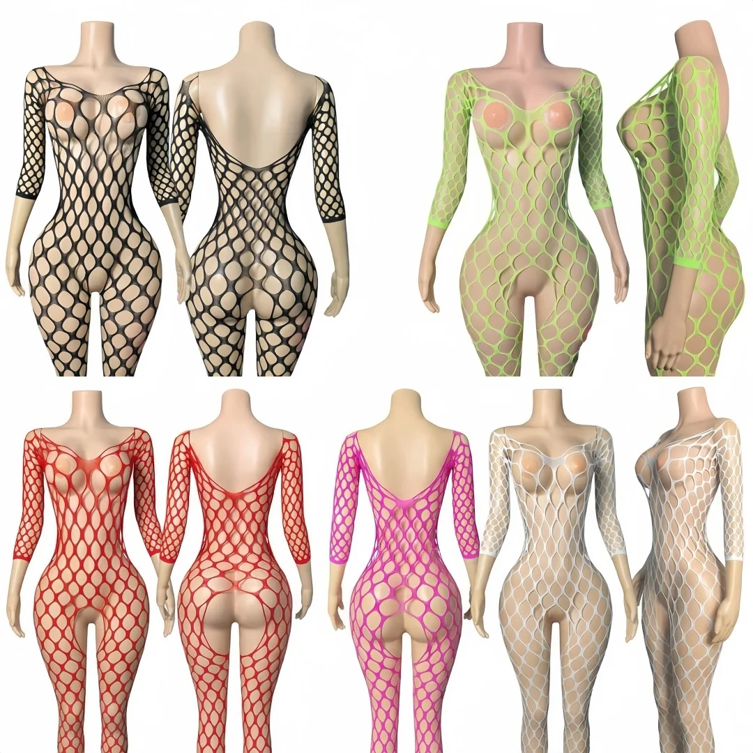 Sexy Lingerie Women For Sex Clothes Role Play Adult Games Fishnet Dress Exotic Costumes Transparent Sheath Sex Shop Full Sleeves