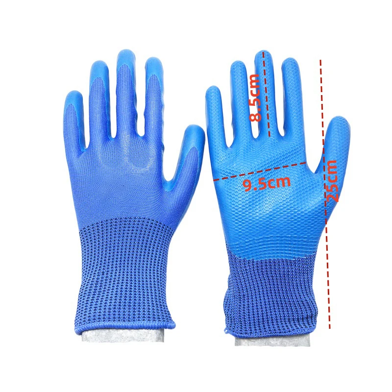 Gants de sécurité en latex gaufré pour hommes, fournitures de sécurité professionnelles, protection de travail, nylon flexible, polyester, 1 paire