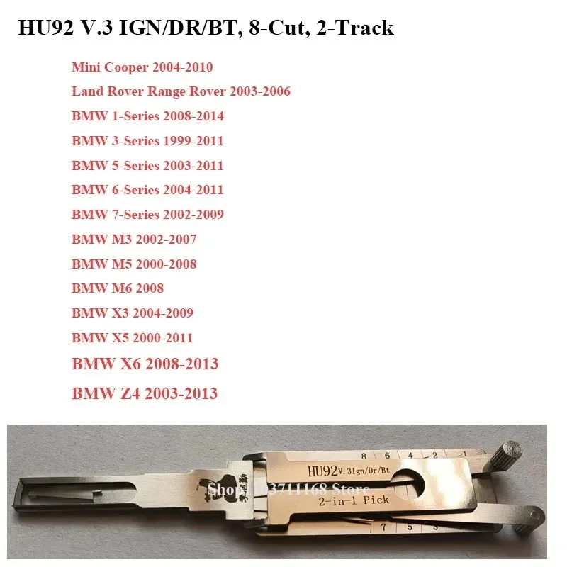 

1PCS Key Decoder Lishi 2 in1 HU92 Locksmith Tools for Car Lock Auto Pick and For BMW Mini Cooper Ganzua Lockpicking Master