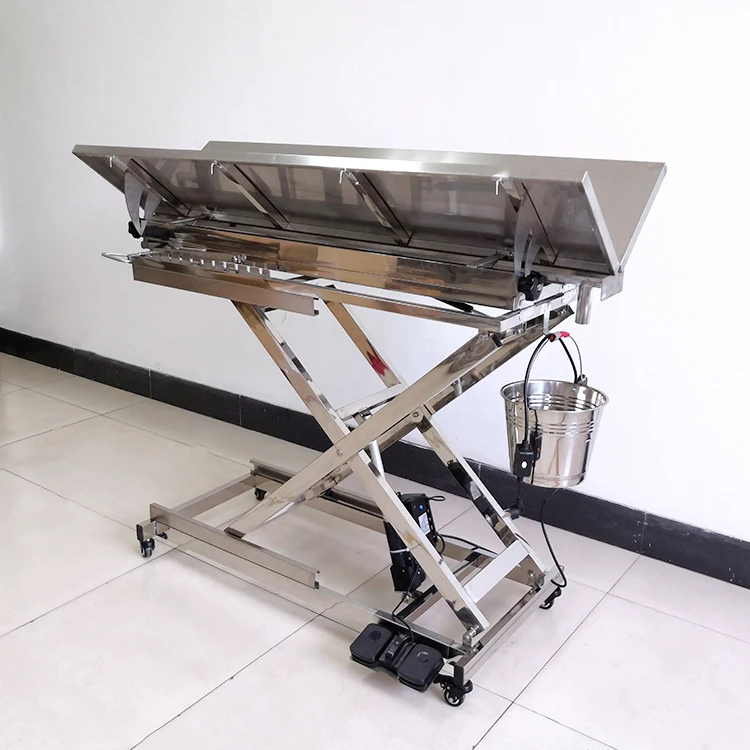 Stainless steel electric lifting veterinary operating table for pet hospitals Veterinary clinic V-shaped tilting surgical table