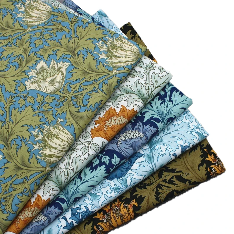 William Morris Fabric Cotton Digital Printing Classic Flower Printed Handmade Crafts Supplies Per Half Meter dress tissu