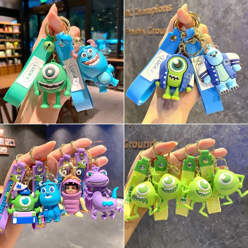 New Monsters University Big-eyed Boy Keychain Cartoon Blue-haired Monster Bag Car Key Pendant
