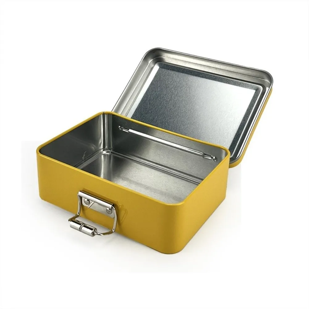 Multifunctional Flip Cover Buckle Metal Tin Box Solid Color Storage Case with Lid Fishing Fishhook Craft Small Parts Organizer