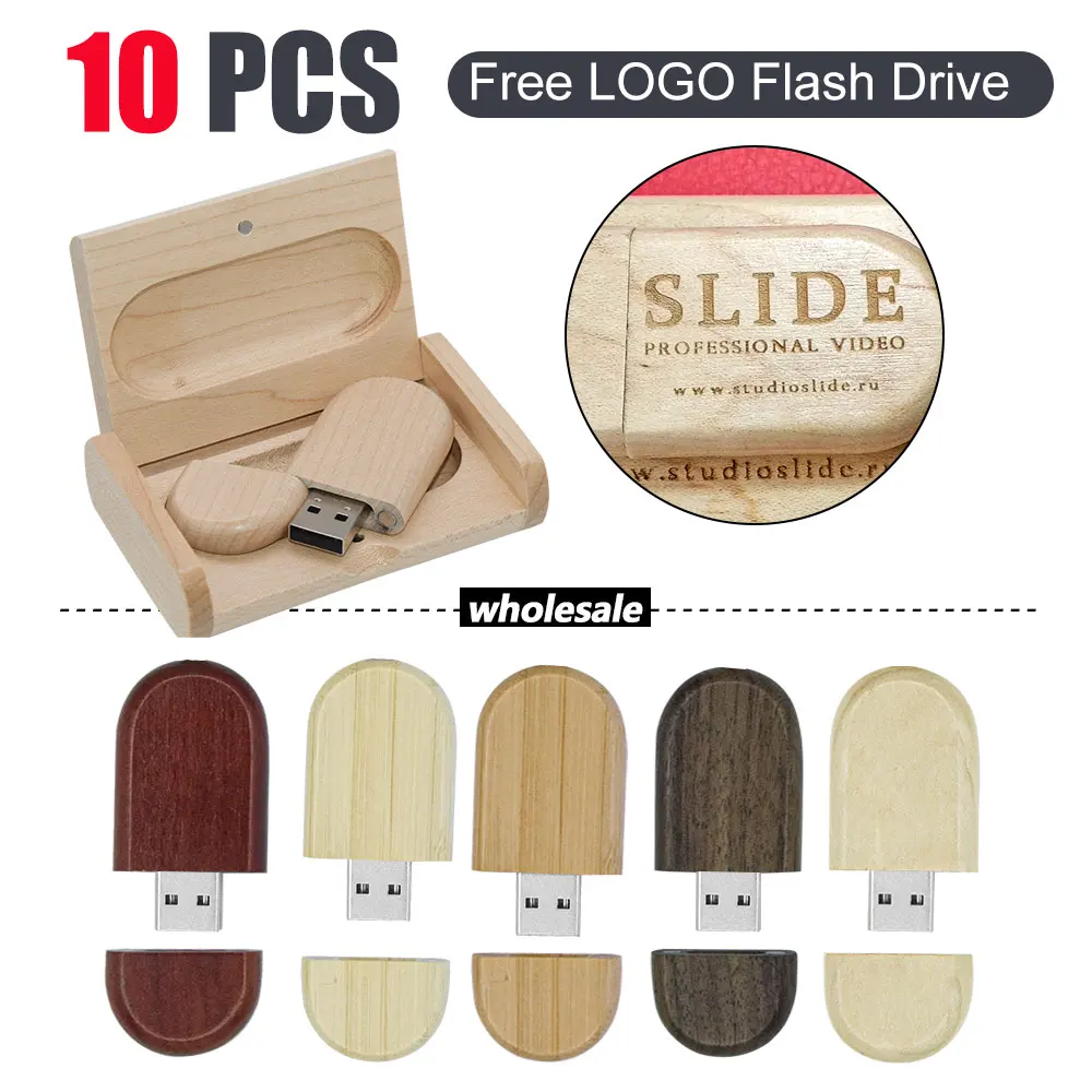 

10PCS USB 2.0 unique wood flash drive Memory stick pendriver 16GB 32GB 64GB photography gift(10 PCS free LOGO)