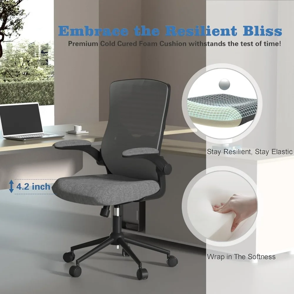 Silla de escritorio ergonómica con cojín Premium de 4,2 "para curado en frío, soporte Lumbar ajustable, silla ejecutiva de computadora de malla de espalda alta