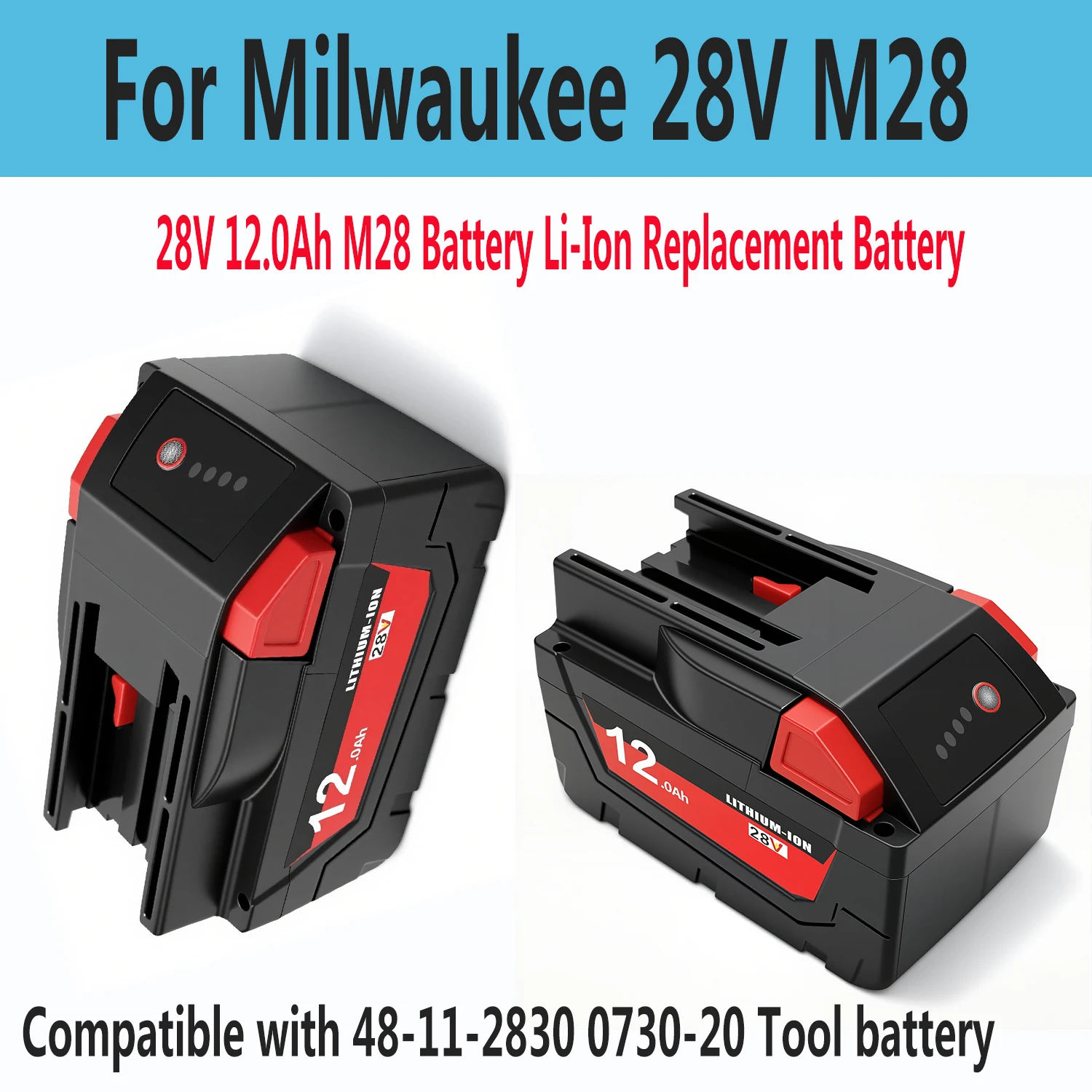 

Аккумулятор 28V 12.0Ah M28, замена батареи для инструментов Milwaukee, совместим со всеми беспроводными электроинструментами Milwaukee M28 и V28.