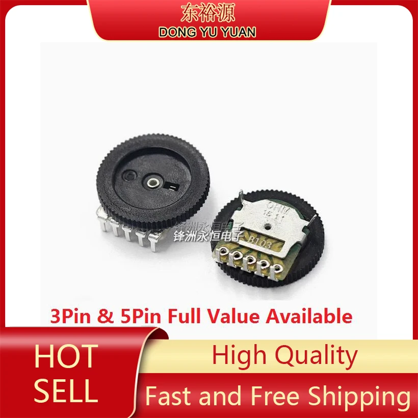 10 peças b102/103/203/503 1k/10k/20k/50k 50k b503 potenciômetro de ajuste de engrenagem dupla 16*2mm potenciômetros duplex de discagem dupla única