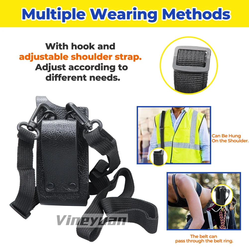 NEW Hard Leather Carrying Holder Holster Case Compatible for Motorola XiR P6600 XPR3300 XPR3500 DEP550e DP2400 Two Way Radio