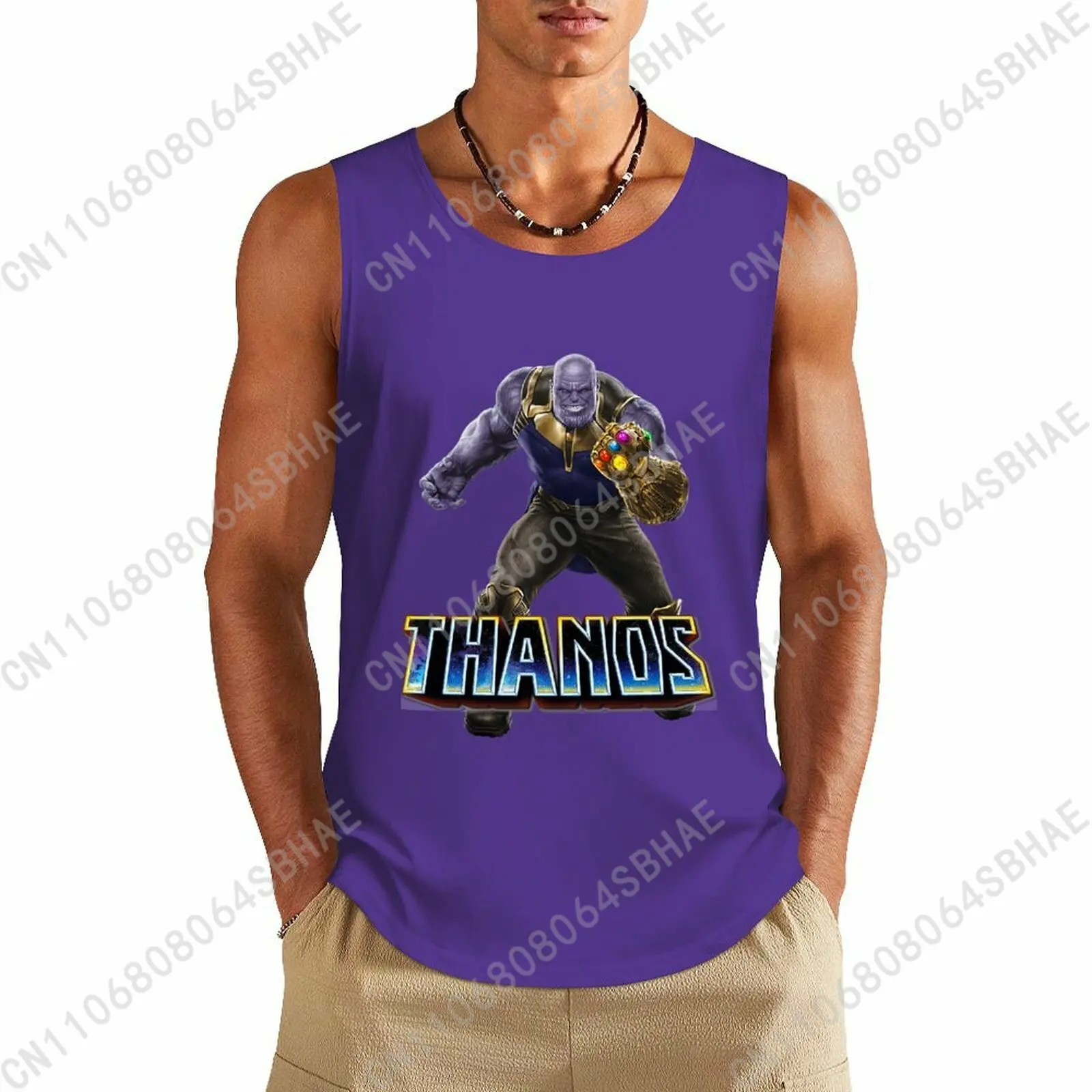 

Marvel Thanos Custom Pattern Mens Cotton Tank Top Cotton Sleeveless Shirt Men Undershirt Personalized Gifts Cosplay
