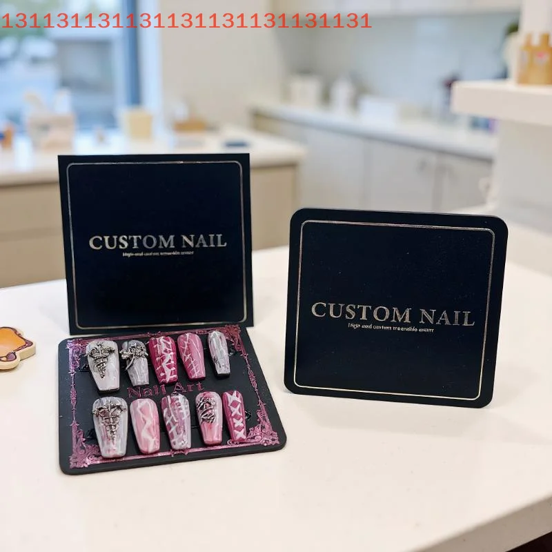 Square Nail Art Display Photo Props Card False Nail Tips Manicure Tools Press On Nail Bottom Cardboard Cards Packaging Bag