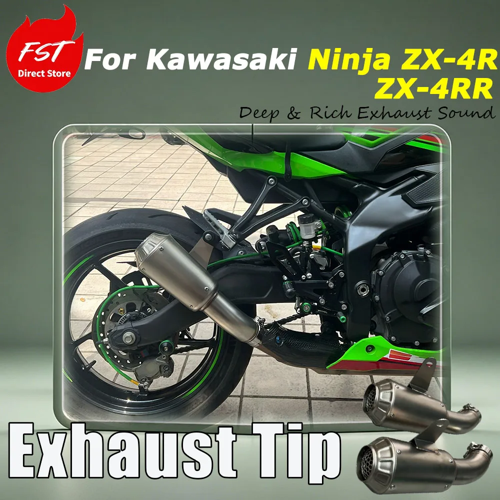 For Kawasaki Ninja ZX-4R/ZX-4RR FST High Quality Stainless Steel Exhaust Tail Tip Slip-On Direct Mount Modified Motorcycle Parts