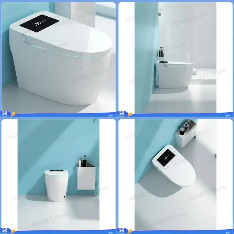 Modern Electric Smart Toilet Automatic Flushing Intelligent Bidet WC Bathroom Sanitary Ware Heated Seat Remote Control