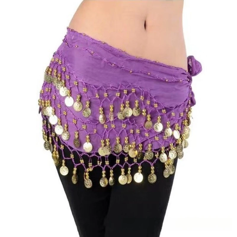 Bufanda de cintura de gasa ondulada versátil para danza del vientre y danza india - Cadena de cadera ajustable para artistas adultos y danza grupal