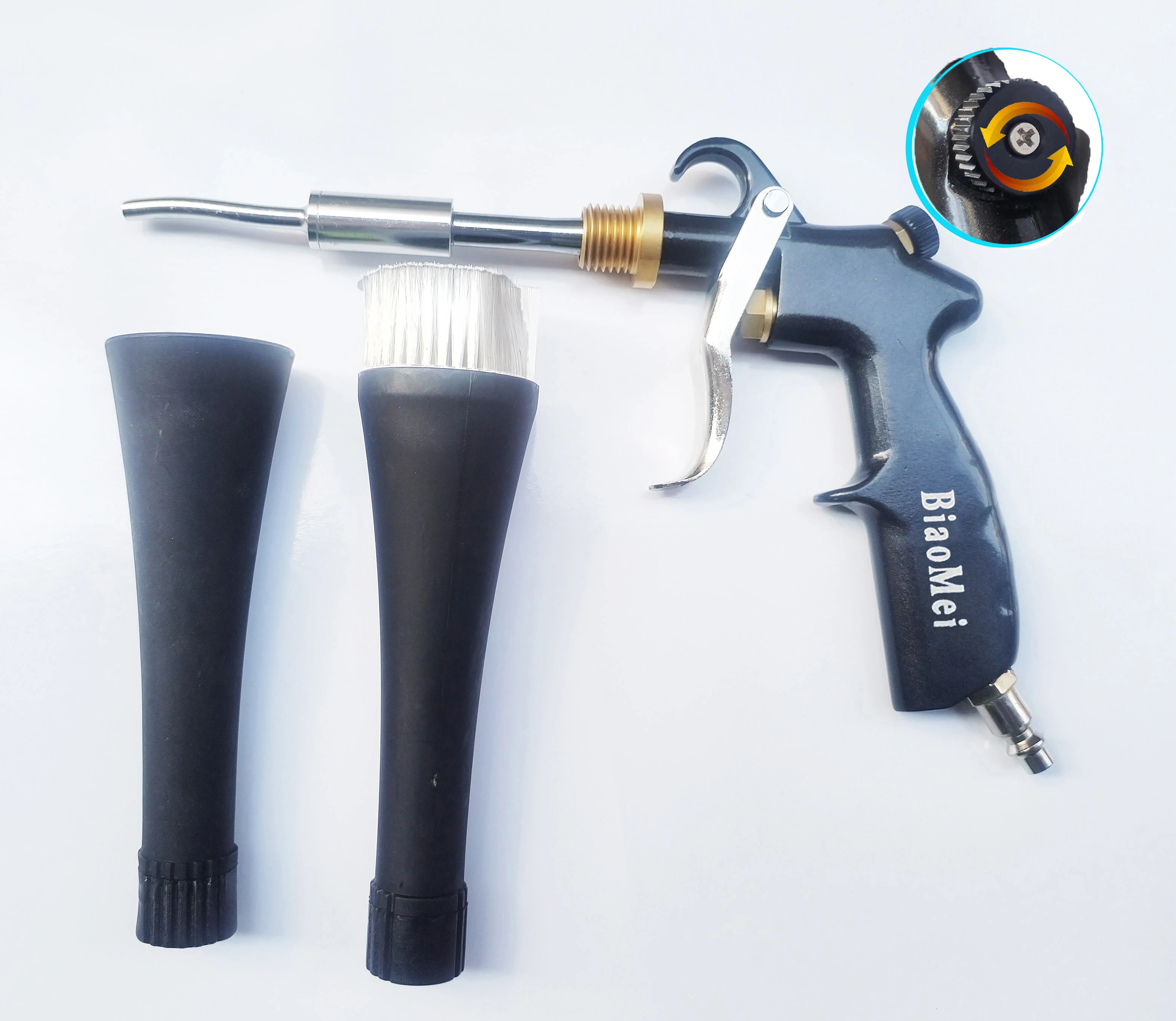 Portable High Quality Japanese Stainless Bearring Tube Dry Wash Blowing Gun Tornado Gun with Air Regulation