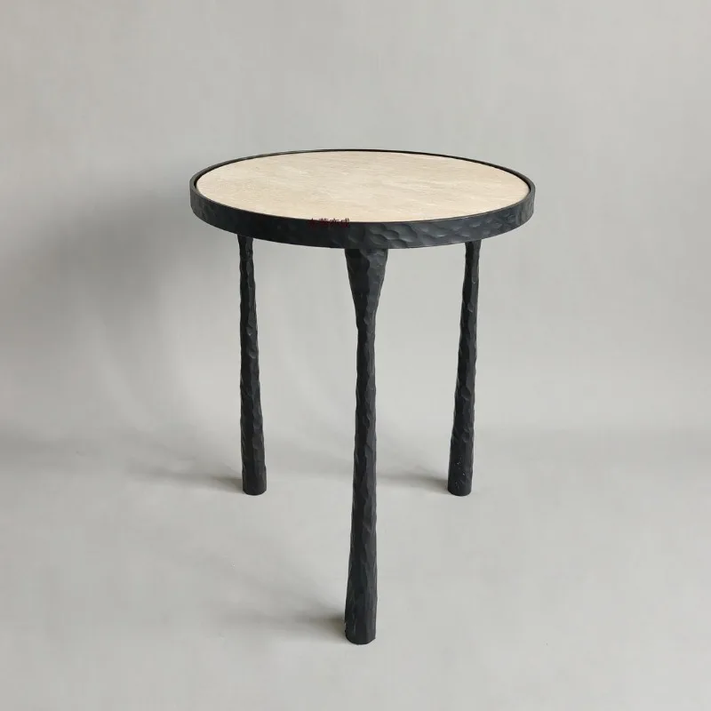 wrought iron edge soft decoration design villa hotel model room large flat floor living room coffee table corner table