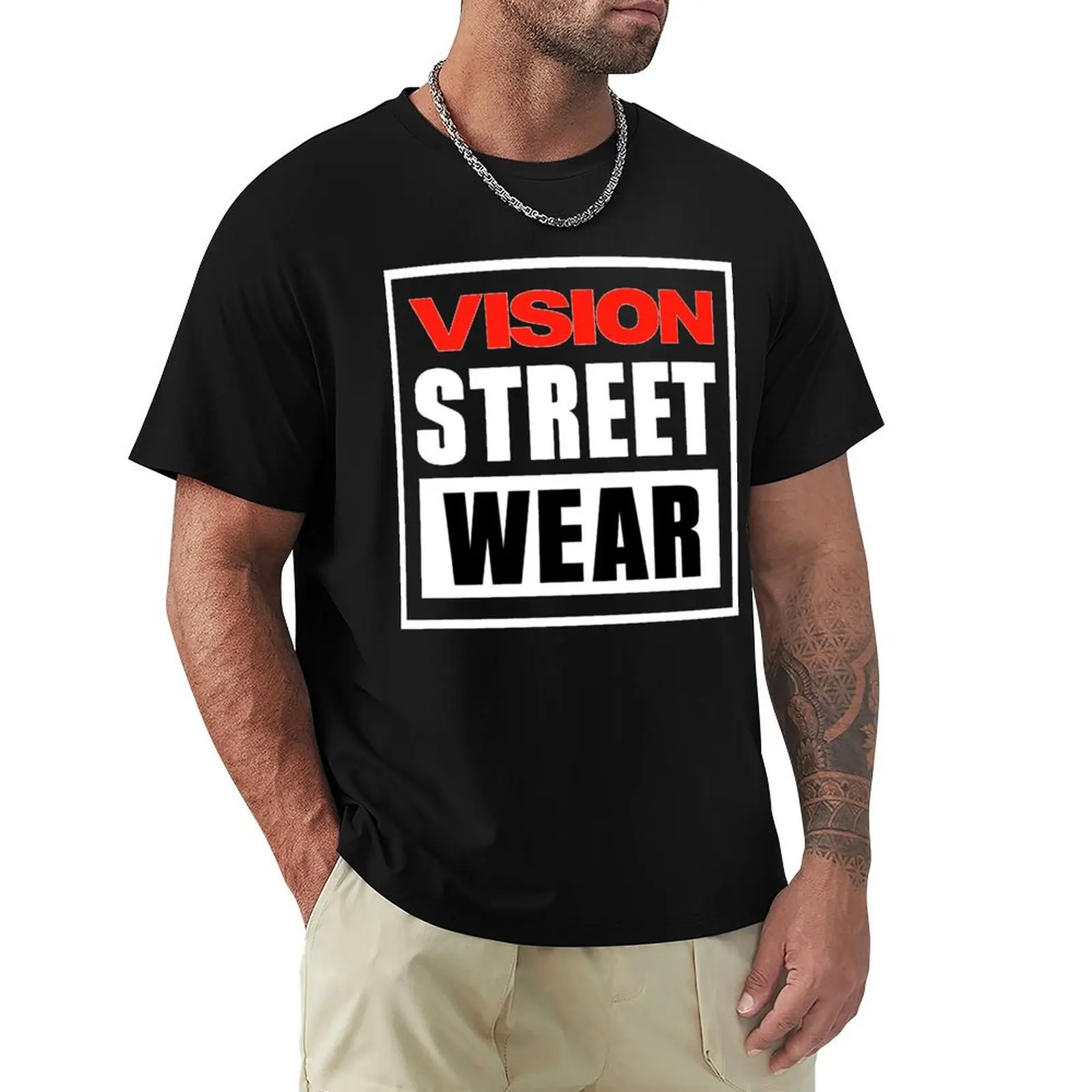 Vision Street Wear T-Shirt Plus Size Basic Cotton T-Shirt