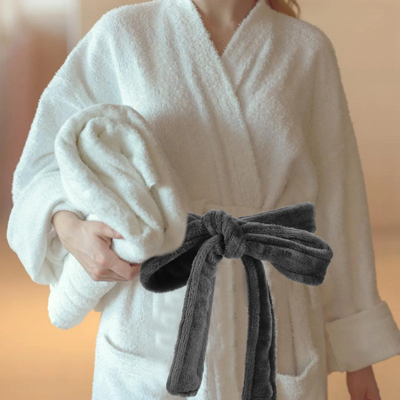 

Soft Flannel Rope Belt for Robe Long Waist Tie Replacement Bathrobe Belt for Men Women Long Waist Rope Spa Robe Tie Replacement