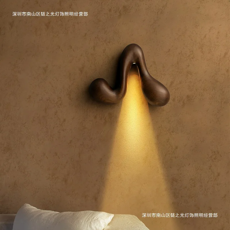 Abstract Irregular Shape LED Wall Sconce Wabi‑Sabi Style Black Wall Lamp Indoor Bedroom Bedside Aisle Corridor Art Decor Wall Li