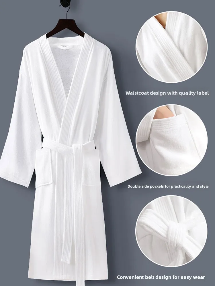 Pure Cotton Long Bath Robe Spring Autumn Women's Style Large Size Couples Sleepwear Towel Material Men's Long Nightgown - view 3