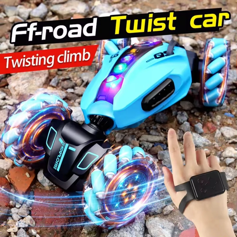 

Радиоуправляемая машинка Q9 RC Stunt Car с управлением жестами рук через часы, вращение на 360° ° Вращающаяся внедорожная музыкальная игрушка-горелка для детей