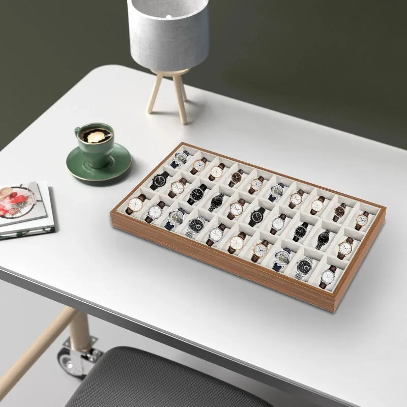 with Removable Pillow30 Sl-ots Watch Jewelry Tray Organizer Wooden Box Organizer Display Tray Watch Bracelet Display Holder