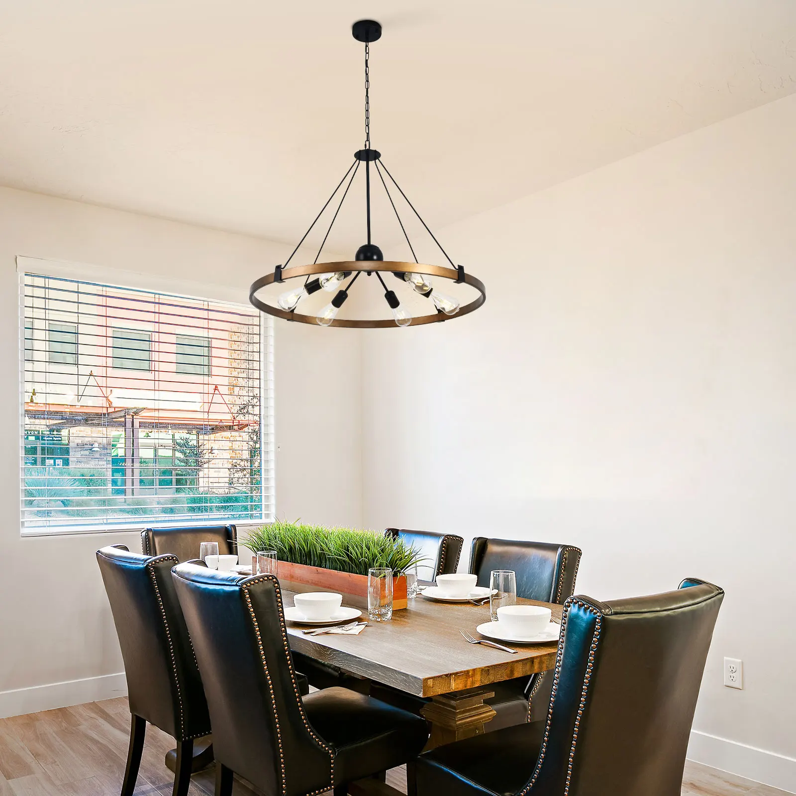 

Люстра с 6 лампами [3,5 дюйма] Металлическая люстра с 6 лампами 31,5 дюйма — утюг — Гостиная, столовая — Прочный яркий