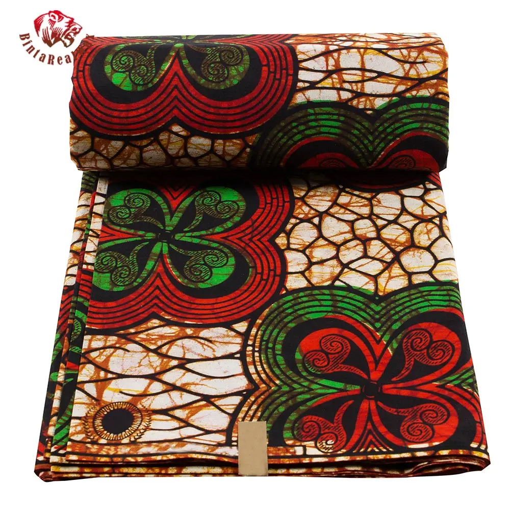 Bintarealwax Cotton African Fabric 2022 Ankara Dresses Sewing Material Nigerian 6 Yards/Lot Batik Fabrics PL512