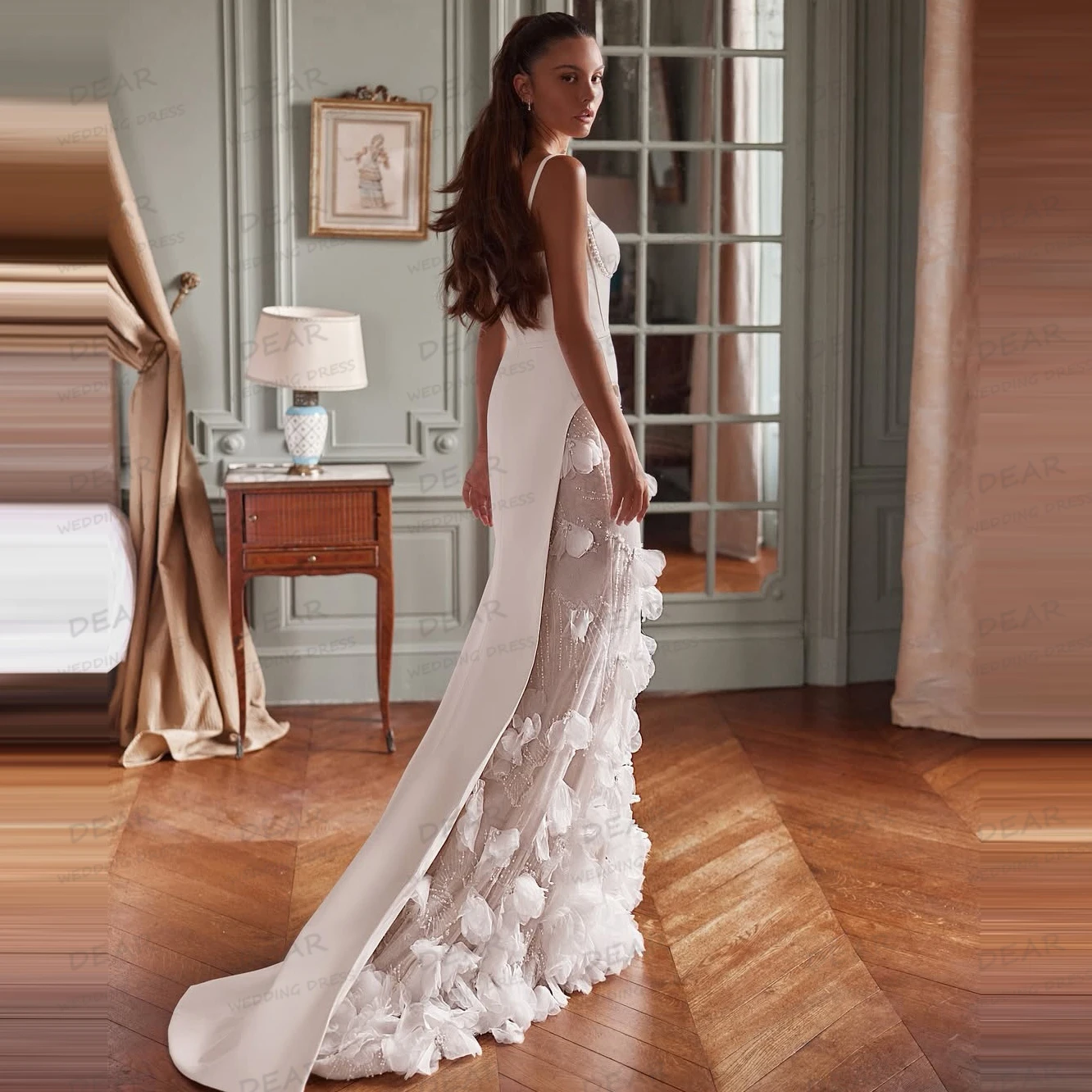 Luxury Wedding Dresses Mermaid Women's Lace Appliques Sexy High Split Sleeveless Bridal Gowns Vestidos De Novia 2027 Customized