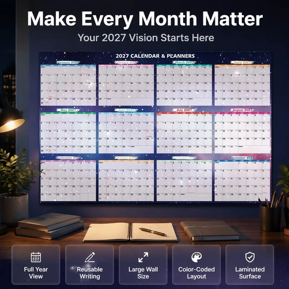 Large Size 2027 Wall Calendar Erasable Surface To Do List Schedule Calendar Planner Sheet Foldable Agenda Organizer
