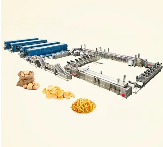 Automatic Small 50kg Potato Crisps Line Making Sweet Frozen French Fries Machines Cassava Chips Making Machine