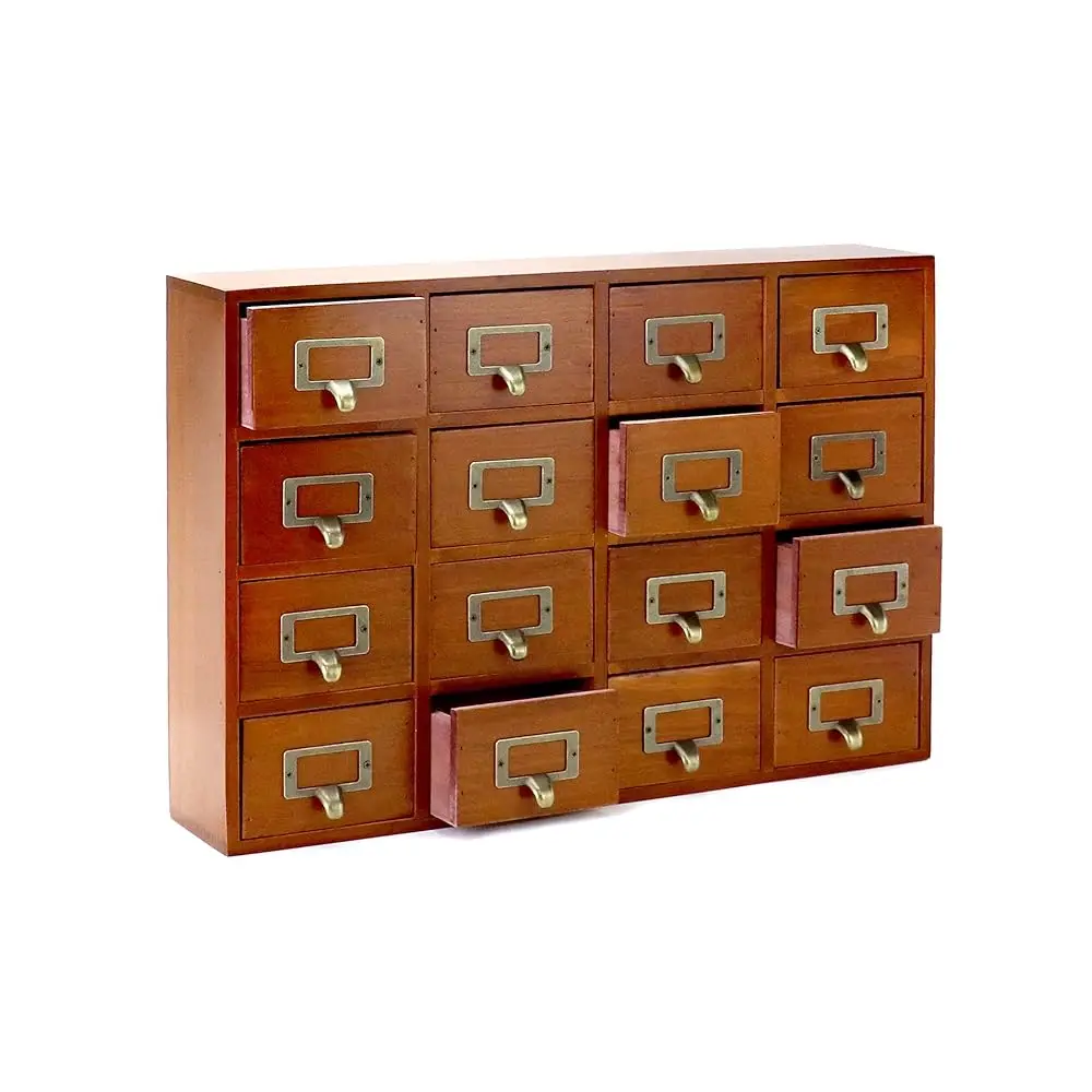 

Desk Drawer Organizer, Wooden Vintage Apothecary Cabinet With 16 Drawers, Home Office & Tea & Dresser Bedroom Organization And