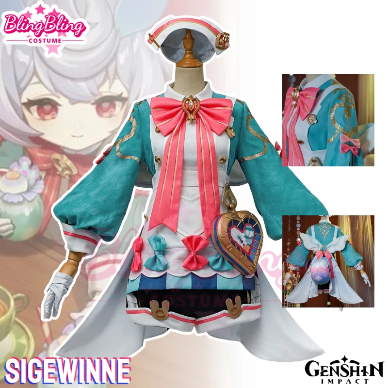 Genshin Sigewinne Cosplay Sigewinne Costume Girl Lolita Suit Game Genshin Sigewinne Cosplay Costume and Sigewinne Cosplay Wig