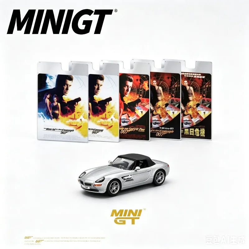 MINIGT1:64 BMW Z8 Movie 007 Black Sun Crisis Simulation Alloy Car Model 906 Alloy Car Model, Adult Collectibles, Male Toys.